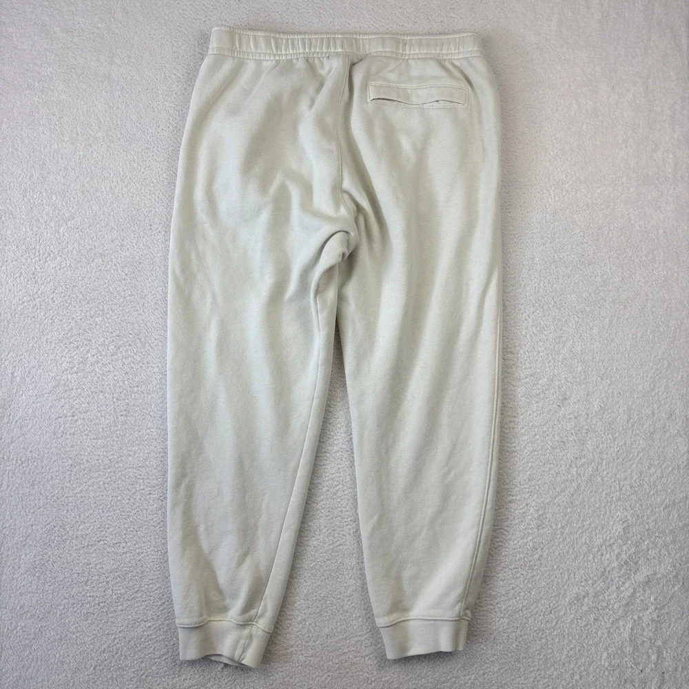 NIKE Mens 'Club Fleece' Joggers Large Cream Patch Logo Tapered Sweatpants